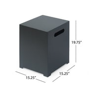 Reign Outdoor Rectangular Iron Gas Fire Pit , Dark Grey
