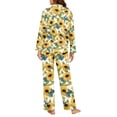 thumbnail image 4 of FOR U DESIGNS Vintage Sunflower Pajama Sets for Women 2 Piece Button Down Long Sleeve Pants and V-neck Tops Size S Button Up Sleepwear for Women Nightwear Fall, 4 of 7