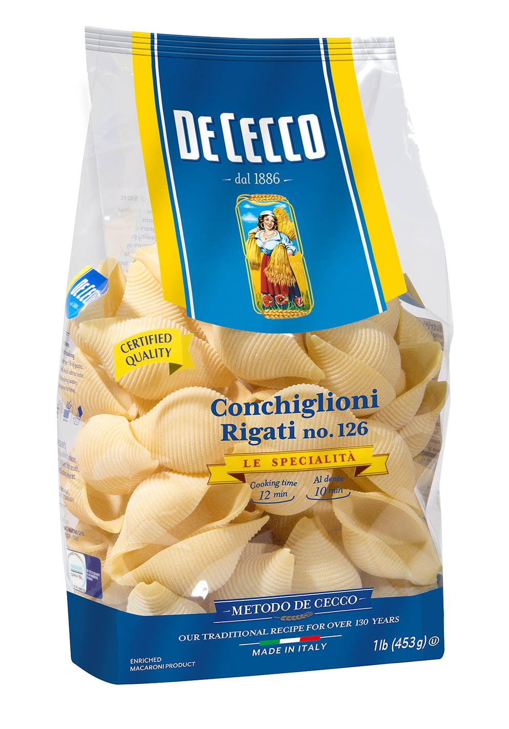 De Cecco Conchiglioni Rigati No.126 Pasta, 16 oz