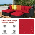 thumbnail image 6 of Costway 5PCS Patio Rattan Furniture Set Sectional Conversation Set Ottoman Table Red, 6 of 10