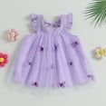 thumbnail image 2 of Musuos Baby Girls Summer Princess Dress, 6 9 12 18 24Months Fly Sleeve Square Neck 3D Butterfly Tutu Tulle Dress Infant Outfit, 2 of 9