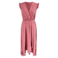 thumbnail image 4 of DHFJKG Sleeveless Maxi Dresses For Women Summer Dress Ruffle V Neck Holiday Tie Waist Flowy Irregular Hem Sundress Comfortable Dresses, 4 of 5