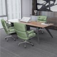 thumbnail image 3 of Cottinch Genuine Leather Office Chair Mid Back Ergonomic Desk Chair Padded Executive Office Chair with Aluminum Arm Rest Swivel Rolling Computer Armchair for Home Office, Green, 3 of 12