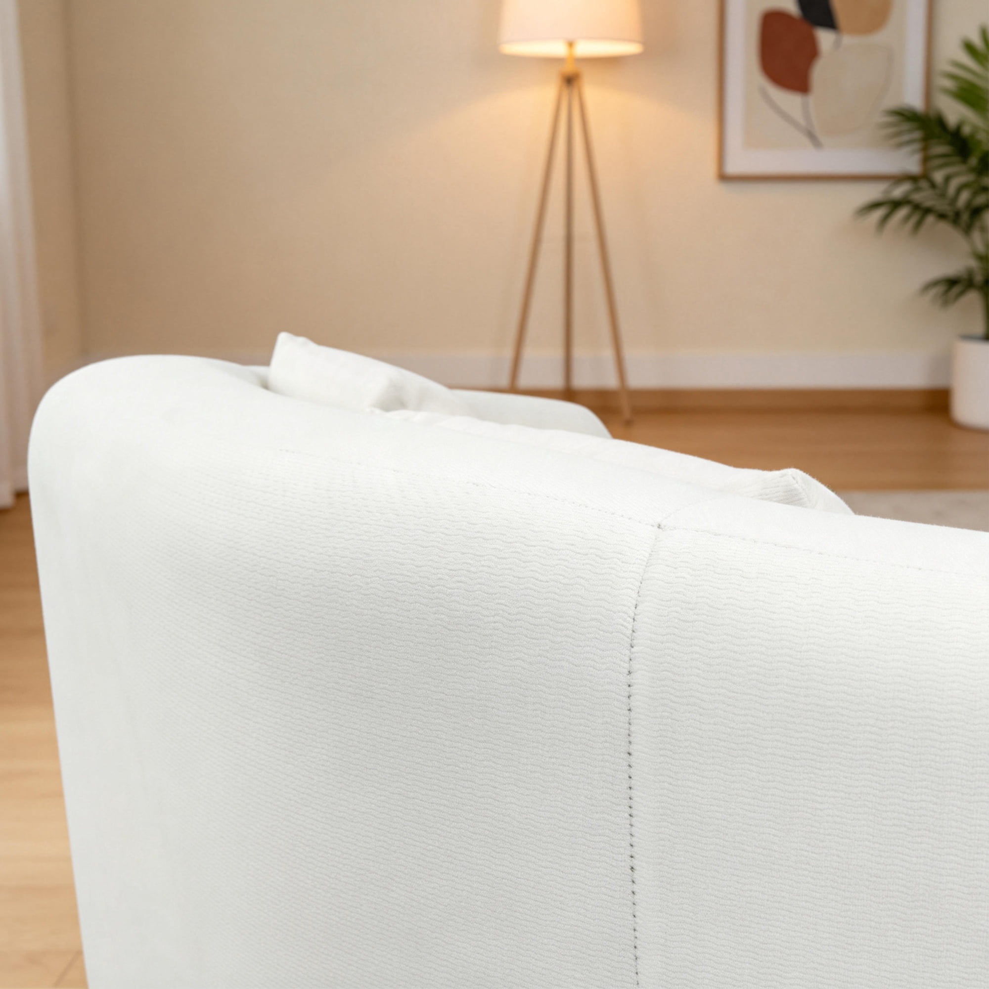 Loveseat Sofa-in-a-Box, 67" Chenille 2-Seater Couch with Deep Seats, 32D High-Resilience Foam, No Assembly Required, for Living Room, Small Space, Beige