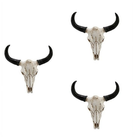 3X Resin Cow Skull Wall Hanging Decor 3D Animal Wildlife Sculpture Figurines Crafts Horns