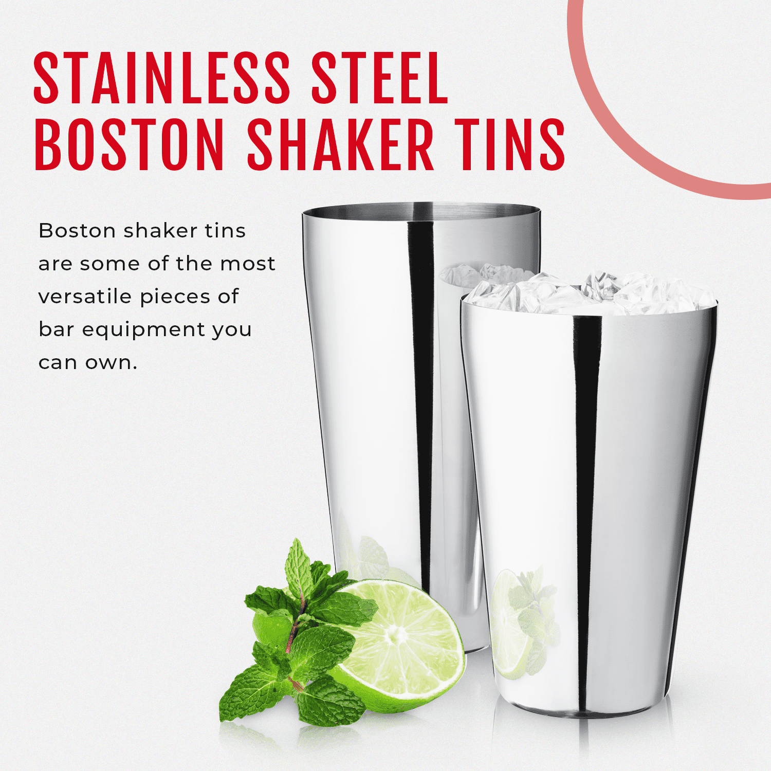 Stainless Steel Boston Shaker Tins by Savoy - 18oz and 25oz Tins