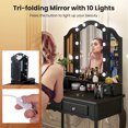 thumbnail image 4 of Costway Makeup Vanity Set with Tri-Fold Mirror & LED Lights 4 Drawers Open Shelf Black, 4 of 10