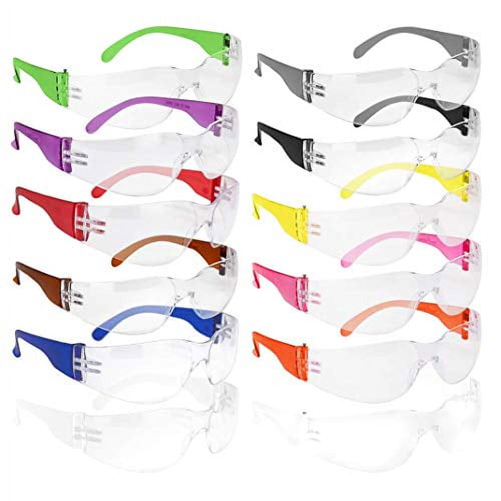 Safe Handler Hyline Safety Clear Lens Color Temple Glasses, Anti-Scratch (12 Pack)