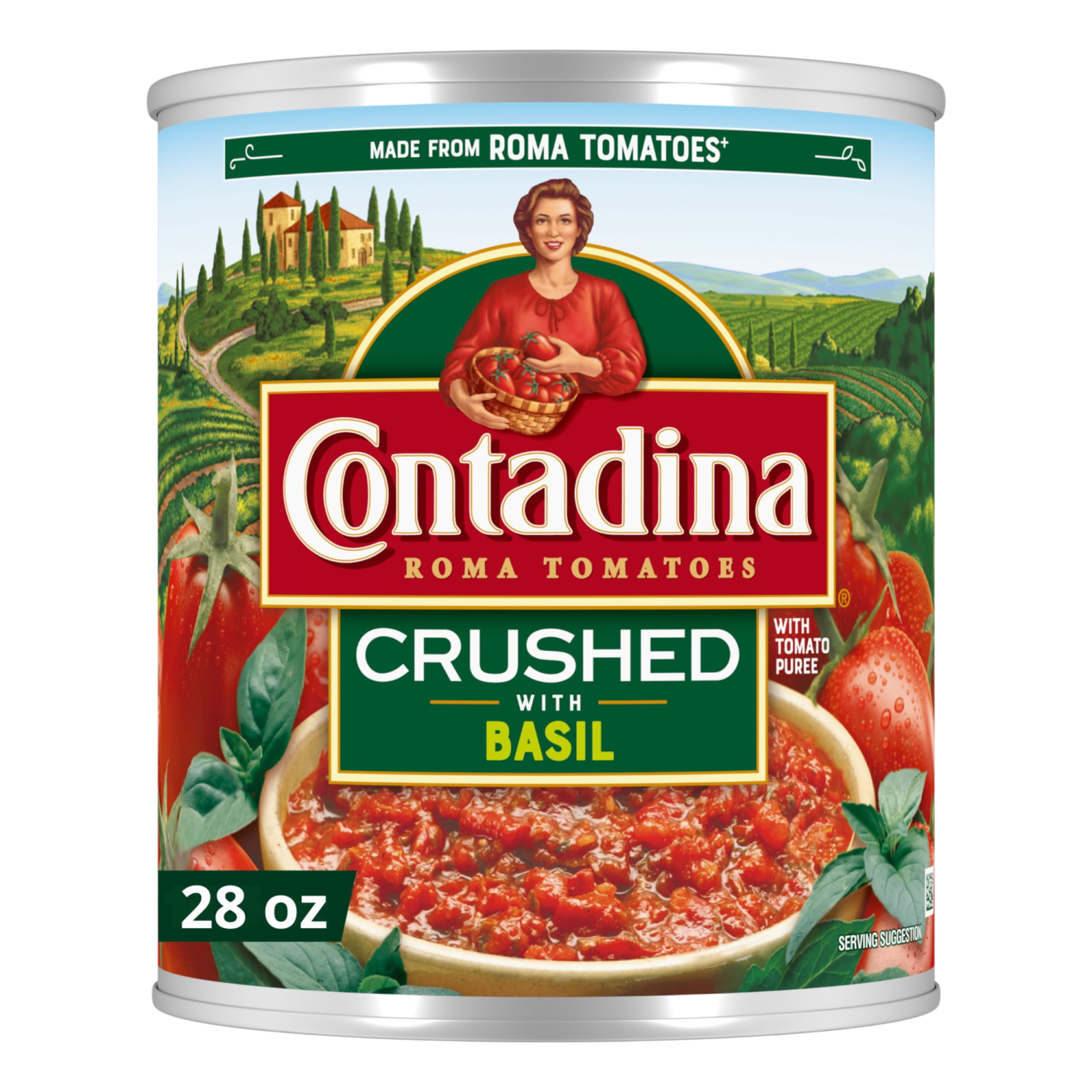 (6 pack) Contadina Crushed Tomatoes with Basil, 28 oz. Can
