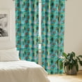 thumbnail image 2 of Ambesonne Ethnic Curtains, Colorful Tribal Leaves Art, Pair of 28"x95", Hunter Green Pastel Pink, 2 of 5