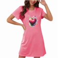 thumbnail image 4 of Sakmal Moomoo Nightgownss Women Love Valentines Soft Short Sleeve Sleepshirt Short Heart Print Womens Nightgown M, 4 of 4