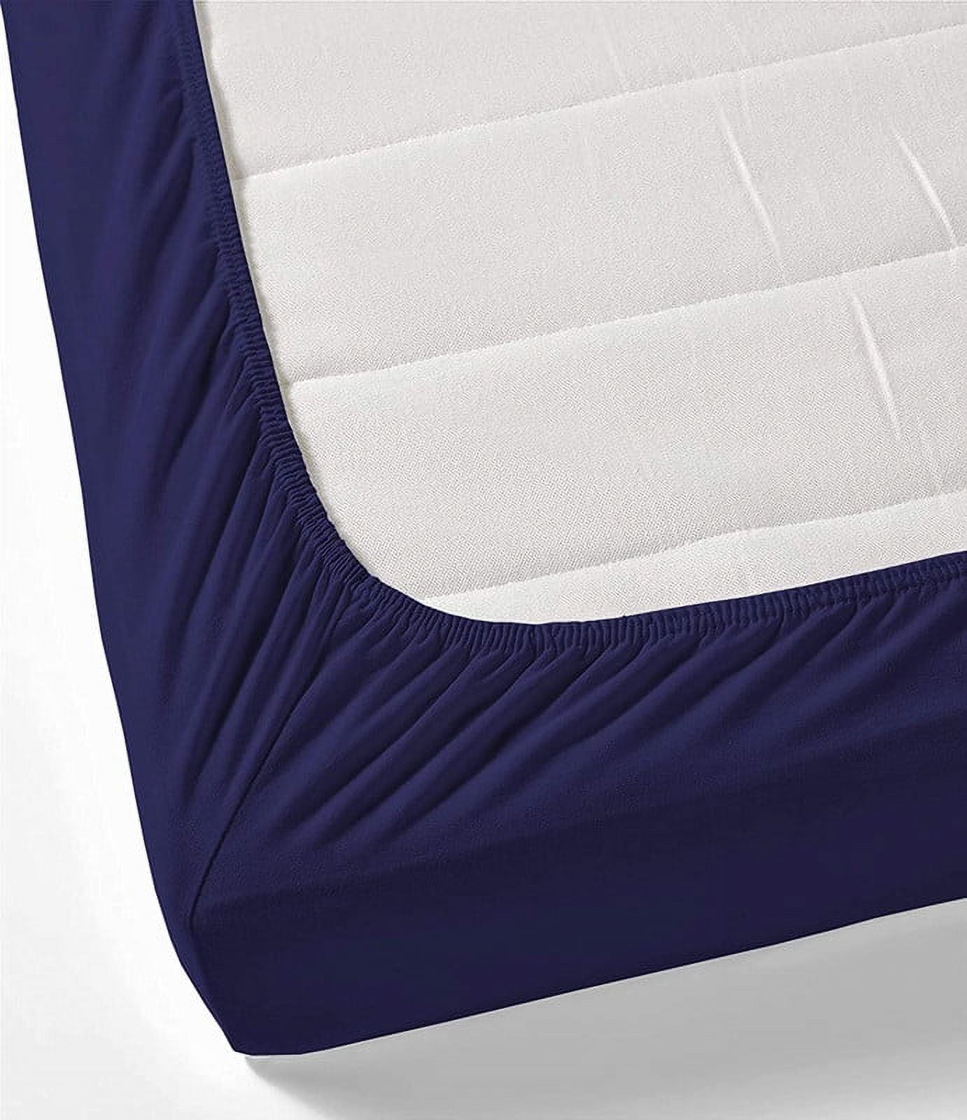 Cotton Bedsheets 100% Egyptian Cotton 4PC Sheets Set - 15" Inch Fitted Deep Pocket - Luxury 400TC Sheets & Pillowcases - Navy Blue Solid, Olympic Queen Size.