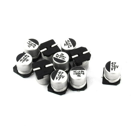

Unique Bargains 10pcs 47uF 16V SMD Aluminum Electrolytic Capacitors 5mm x 6mm