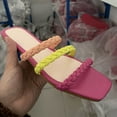 thumbnail image 4 of Anuirheih Women's Summer Fashion Open Head Hollowed Out Color Flat Slippers Sandals Women (Pink), 4 of 4