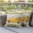 thumbnail image 4 of Farmhouse Style Pillow Covers 2 Pack Sunflower Yellow Car Country Plant Plaid Linen Pillowcase Waterproof Outdoor Throw Pillow Cover for Patio Garden Square Cushion 26”x26”, 4 of 9