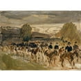 thumbnail image 2 of Hans Sandreuter 14x11 Black Ornate Wood Framed Double Matted Museum Art Print Titled: The Artillery of Neuchatel on the March from Thun to Fribourg, 2 of 5
