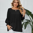 thumbnail image 2 of Lilgiuy Fashion Womens Tops Solid Long Sleeve Round Neck Blouse Shirt T-Shirt Tops Trendy Slim Fit, 2 of 5