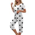 thumbnail image 6 of Womens Pajamas Set Short Sleeve V Neck Top with Capri Pants with Pockets Casual Sleepwear Pjs Loungewear Sets S-XXL, 6 of 6