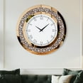 thumbnail image 2 of LUVODI 24 inch Rround Crushed Diamond Wall Clock Silver Beveled Mirrored Clock for Wall Living Room Decor, 2 of 11