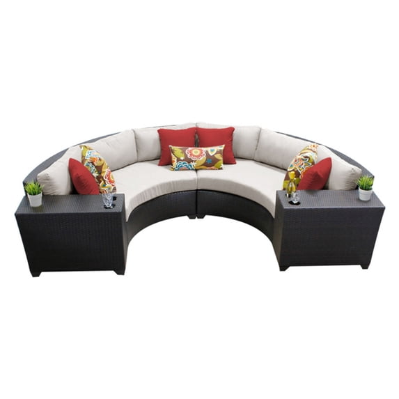 TK Classics Barbados Wicker 4 Piece Patio Conversation Set with Cup Table and 2 Sets of Cushion Covers