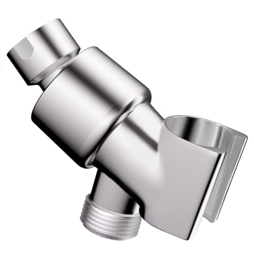 Shower Head Holder for Hand Held Showerheads,Adjustable Shower Arm Mount with Swivel Ball Joint,Premium ABS Bracket,Connect Shower Arm and Shower Hose (Chrome)
