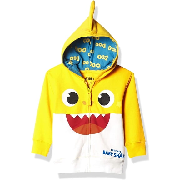 Pinkfong Boys Zip Up Big Face Hoodie-Baby Shark Yellow Toddler Size 2T-5T, 2T