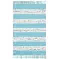 thumbnail image 5 of SAFAVIEH Montauk Cainneach Striped Cotton Area Rug, Ivory/Turquoise, 2'3" x 3'9", 5 of 7