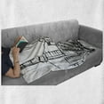 thumbnail image 6 of City Soft Flannel Fleece Throw Blanket, Grunge Sketchy Design Office Building Drawing Hong Kong Architecture Image, Cozy Plush for Indoor and Outdoor Use, 50" x 70", Charcoal Grey White, by Ambesonne, 6 of 6