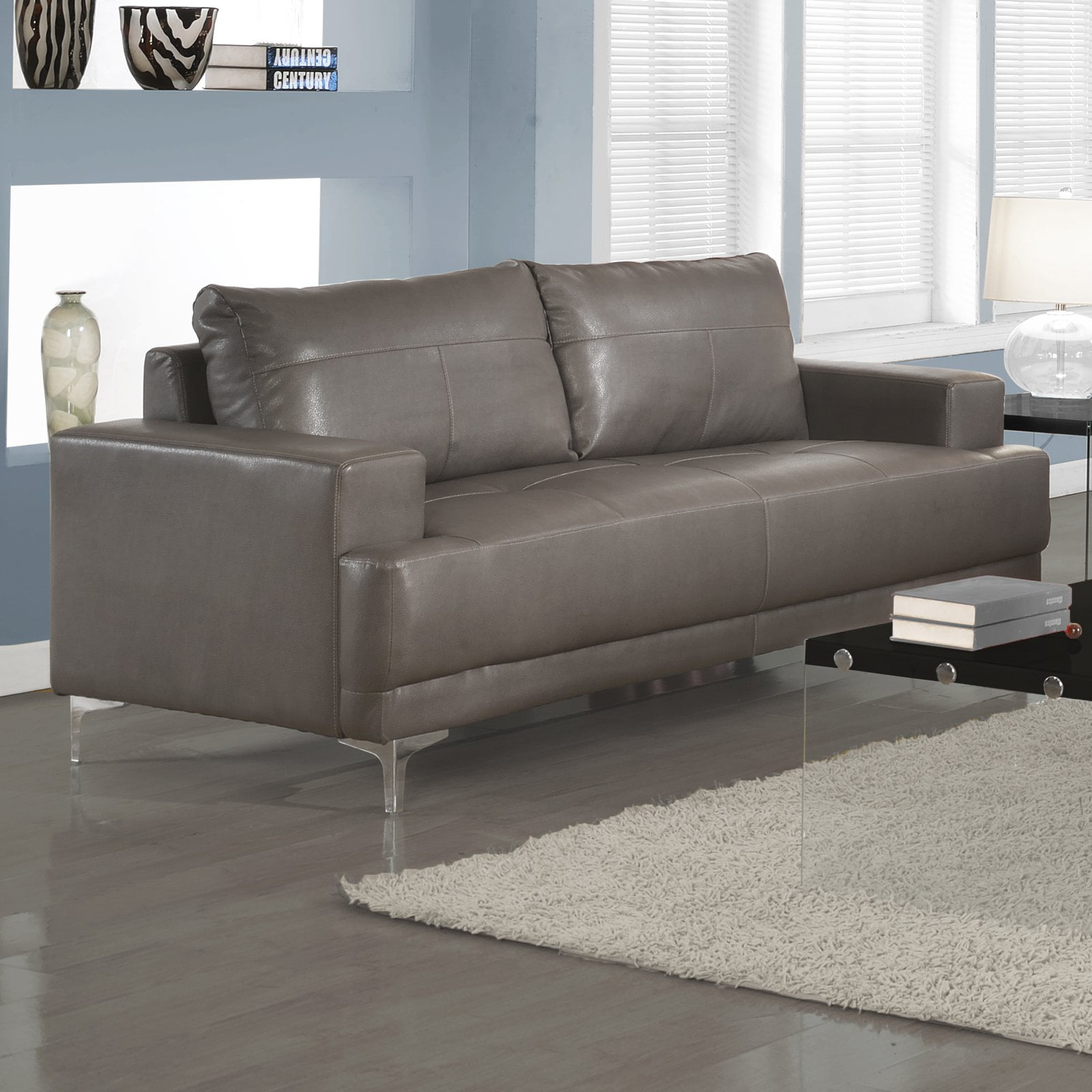Monarch Specialties Emory Leather Sofa