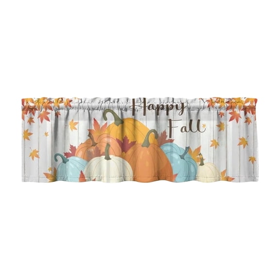 Harvest Pumpkin Kitchen Valances for Window, Tanksgiving Fall Curtains & Drapes Rod Pocket Maple Leaf Curtain for Kitchen Window Curtains Over Sink (17.7x54'', 1 Pannel)