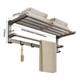 thumbnail image 2 of Toallero de baño de acero inoxidable con barra y ganchos, plegable for pared., 2 of 6