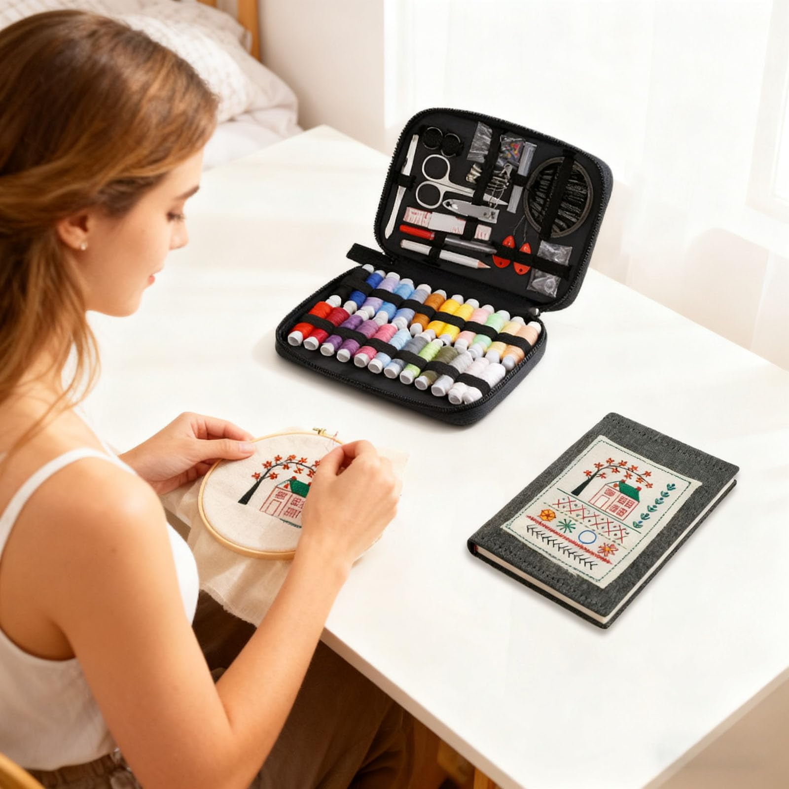 2026 New Embroidery Stitch Book Kit, Portable All Scenario Embroidery Stitch Book, Comes with a Complete Toolkit and Instructional Tutorial, Perfect for Beginners and Craft Lovers (1-Piece Set)