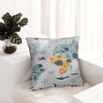 thumbnail image 6 of Pofeuu The World Map with Cartoon Animals Print Double-sided plush pillowcase Square Throw Pillow Covers Pillows Cover for Living Room Bedroom Sofa Couch Cushion Cover（No pillow core）-20"x20", 6 of 7