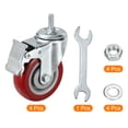 thumbnail image 3 of Unique Bargains 4 Inch Swivel Threaded Stem Casters 3/8'-16UNC Thread PU Caster Wheel with Brake 88lbs Load, Red 4pcs, 3 of 5