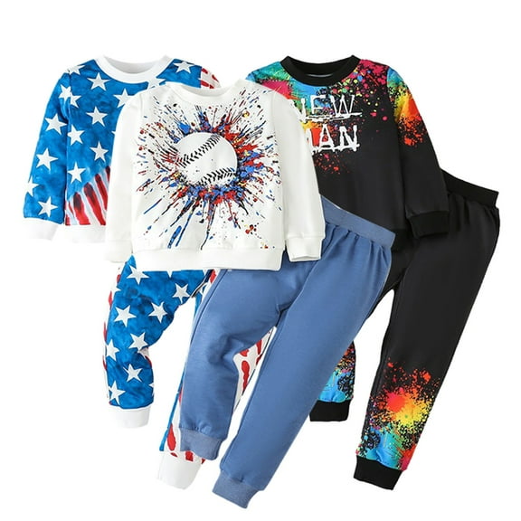 Esaierr Kids Baby Boys Girls Tracksuit Pants 2Pcs Outfit Crewneck Sweatshirt Top Sweatpants 2Pcs Spring Autumn Clothes Set 1-7Y Toddler Sweatsuits Jogging Suits