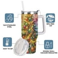 thumbnail image 4 of Christmas Tree Stainless Steel Tumbler with Lid & Straw, Holiday Ornament Print Insulated Travel Mug, Hot Cold Drink Cup for Women & Gift Giving, 4 of 9