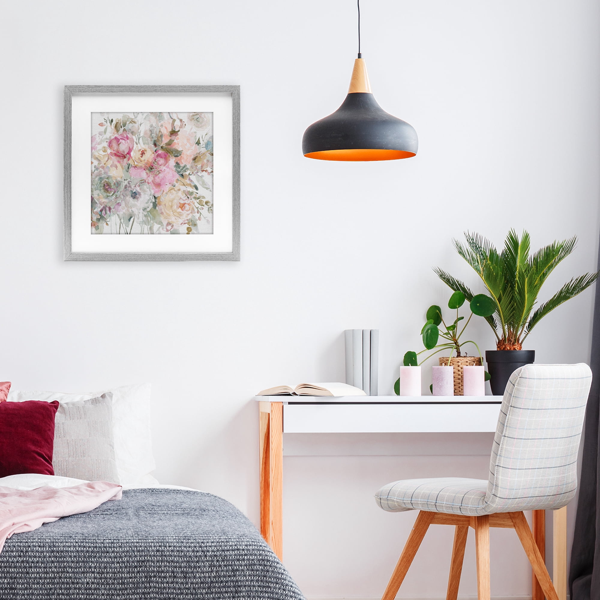 Stupell Industries Romantic Pastel Petals Gray Framed Print Under Glass, design by Carol Robinson