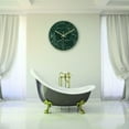 thumbnail image 3 of 1pc Hanging Clock Green Round Glass Marble Printing Acrylic Wall Clock without Battery for Living Room, 3 of 6