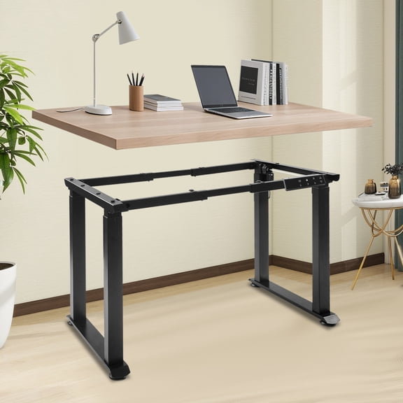 Modern Excellent Performance Free Standing Black Dual Motor Adjustable Desk Rack Frame for Offices, Homes