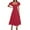 Red, variant on Dresses for Women Puff Sleeve Loose Casual Square Neck Dress Solid Summer Dress