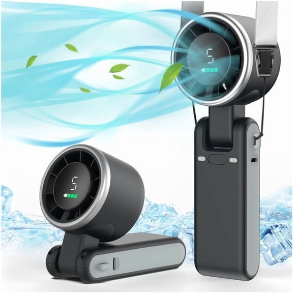 SENLINK Handheld Turbo Cooling Fan, 5 Speed Levels, USB-C Rechargeable Portable Fan, 12 Hours Long Runtime, 3-in-1 Mini Air Cooler for Outdoor, Travel & Beach, Black