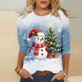 thumbnail image 4 of Oksale Womens Christmas 3/4 Sleeve Tops Plus Size Funny Merry Christmas Graphic Crewneck Fall Fashion Shirts Multicolor L, 4 of 5