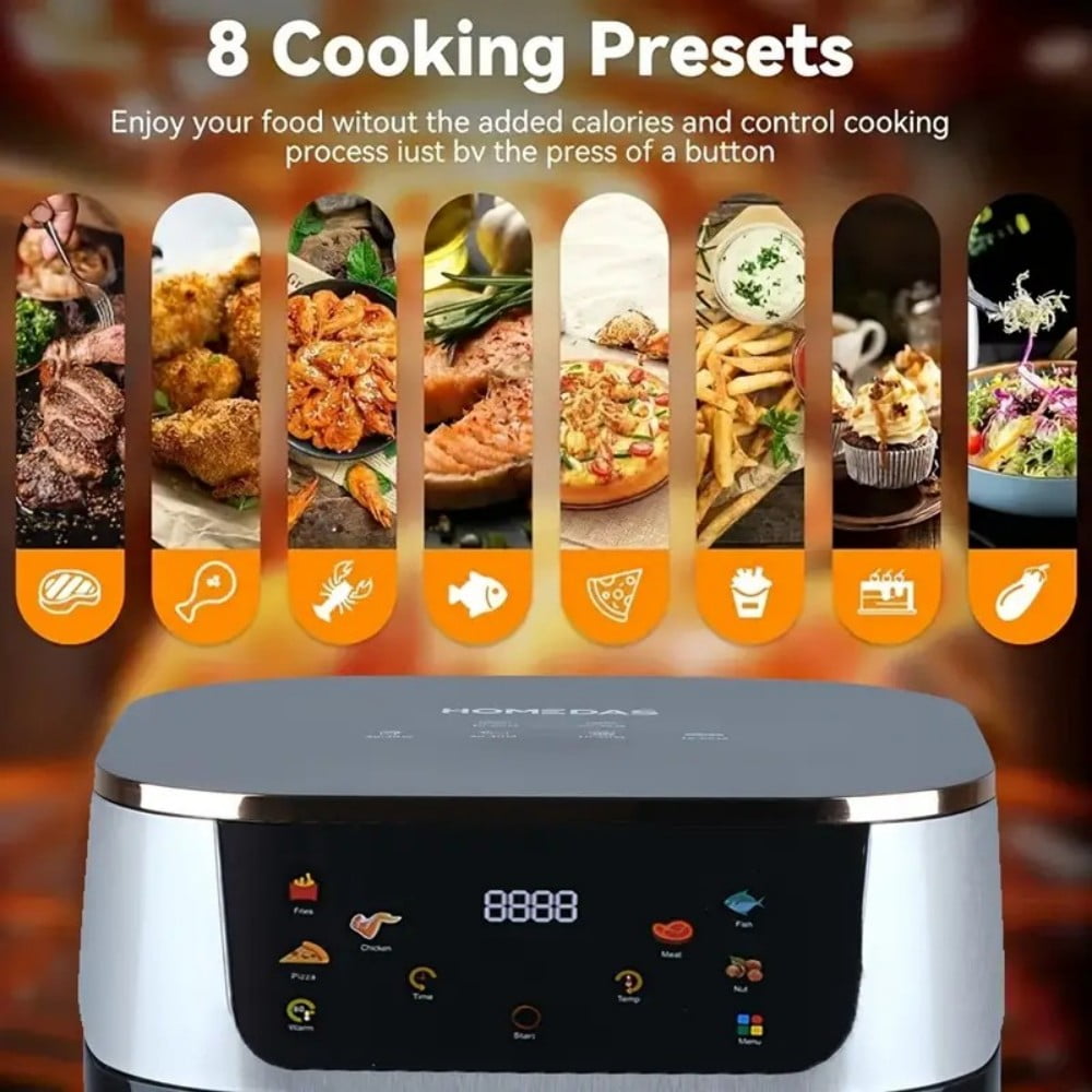 Air Fryer, 10QT Air Fryer Oven Oilless Cooker with Digital LED Touch Screen, 8 Preset Cookings, Dishwasher-Safe Basket
