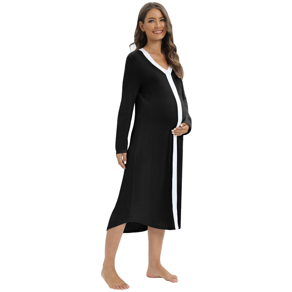 Maternity Nightgown Long Sleeve - 3 in 1 Delivery/Labor/Nursing