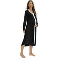 thumbnail image 6 of Womens Nursing Gown Nightgown Maternity Nursing Dress 3 in 1 Delivery/Labor/Nursing Breastfeeding Birthing Long Sleeve Gown Nightgown with Button,Black S-2XL, 6 of 7
