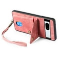 thumbnail image 6 of Nalacover for Google Pixel 7A, Slim Case Wallet with Credit Card Holder, Back Flip Premium Leather Magnetic Clasp Kickstand Wirst Hand Strap Shockproof Cover for Google Pixel 7A, Pink, 6 of 7