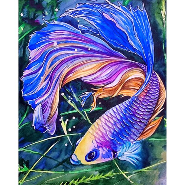 Cuadros Decorativos Guppy DIY contado punto de cruz completo arte 11CT hilo de algodón (SZX2165-2) (40x50cm) Likrtyny embutido en tela