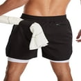 thumbnail image 3 of Men‘s 2 in 1 Double Layer Running Shorts Quick Dry Gym Training Sport Short with Phone Pockets, 3 of 6