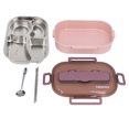 thumbnail image 2 of Stainless Steel Lunch Box, Humanized Design PP Plastic Grid Lunch Box Keep Warm Multifunctional Healthy  For School For Office Blue And Yellow Four Grids, And Purple Four, 2 of 8