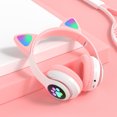 thumbnail image 1 of Auriculares Bluetooth para niños, Auriculares Plegables para niñas, Auriculares inalámbricos para niños con Orejas de Gato con luz LED y micrófono para la Escuela/Tableta/teléfono móvil/PC, 1 of 5